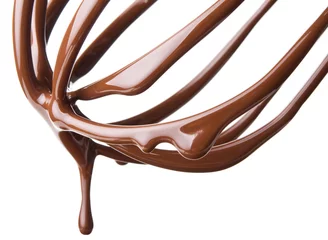 Foto op Canvas whisk with melted chocolate over white © andriigorulko