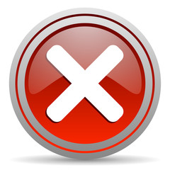 cancel red glossy icon on white background