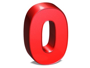 3D Number Zero on white background