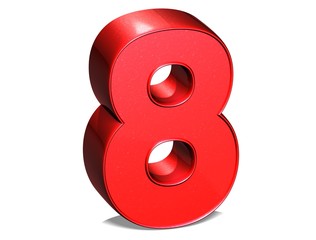 3D Number Eight on white background