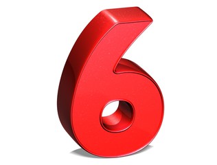 3D Number Six on white background