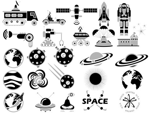 25 SPACE ICONS BLACK