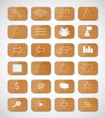 Wood social button. EPS10 vector