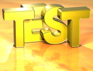 3D Word Test on yellow background