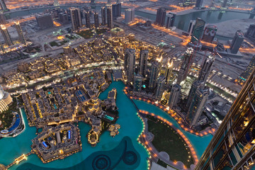 Obraz premium Dubai Fountain Area from Burj Khalifa
