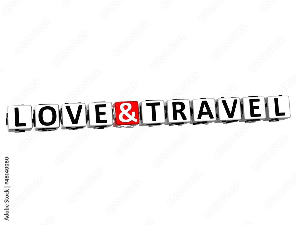 Aufkleber 3d love and travel button click here block text
