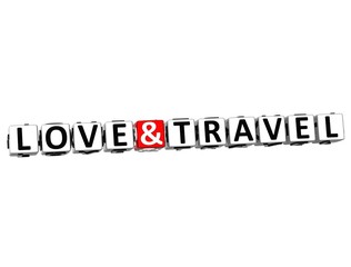 3D Love And Travel Button Click Here Block Text