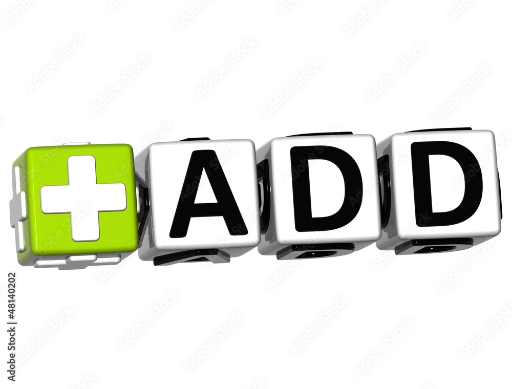 Aufkleber 3d add button click here block text
