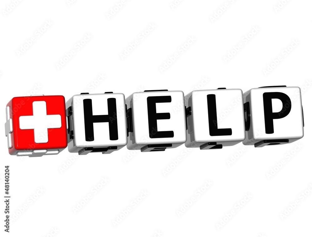 Poster 3d help button click here block text