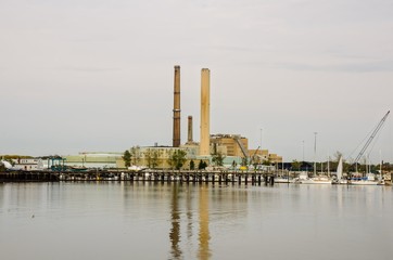 Coal Power Plant Reflecting in Water