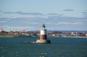 Lighthouse on the Hudson River in Autumn