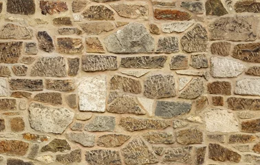 Schilderijen op glas seamless ashlar old stone wall texture background © 100ker