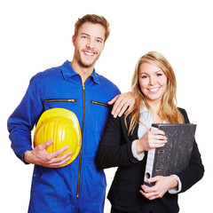 Team aus Arbeiter und Businessfrau