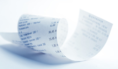 shopping list on a till roll printout