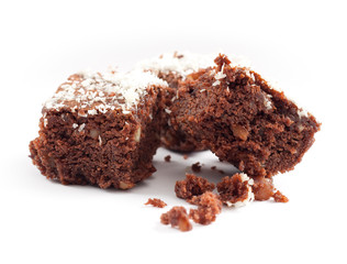 Brownies on white background
