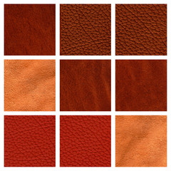 Fototapeta premium Collage of nine leather texure.
