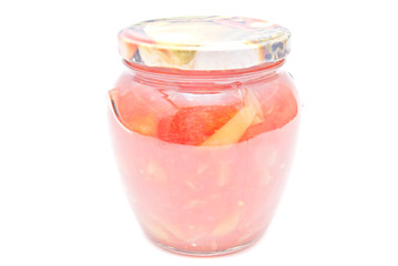 single jar with pepper close-up