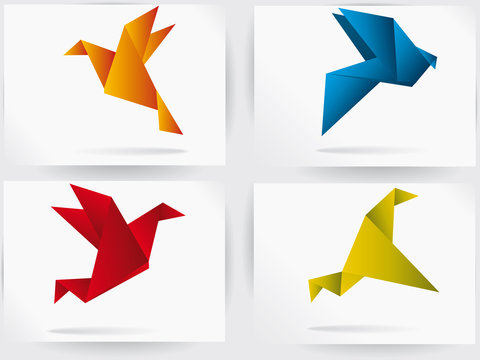 Origami japan paper flying bird