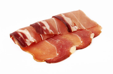 pieces of raw bacon