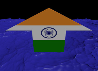 Indian flag arrow in abstract ocean illustration