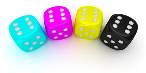 Dices of cmyk colors