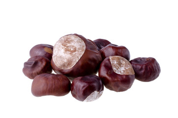 Chestnuts, isolated over white