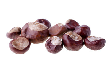 Chestnuts, isolated over white