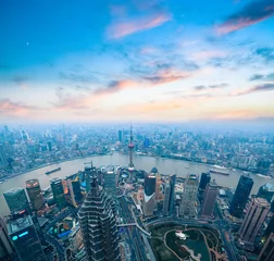 Fototapeten shanghai panorama aus der vogelperspektive © chungking