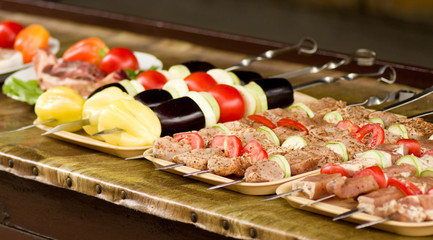 Appetizing fresh meat and greens