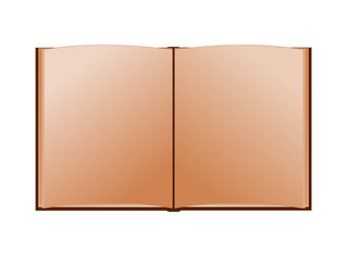 Open brown book isolated