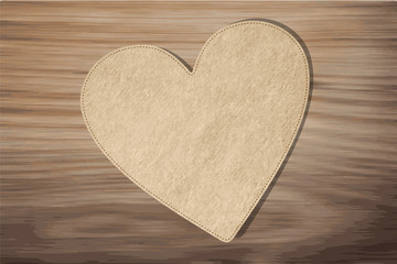 Valentine's day card with Heart Paper on wooden background