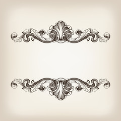 vintage border frame calligraphy engraving baroque vector - 48150806