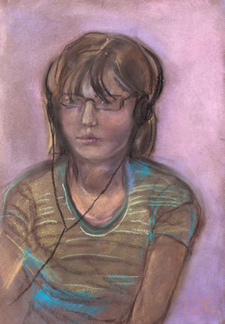 The girl with ear-phones