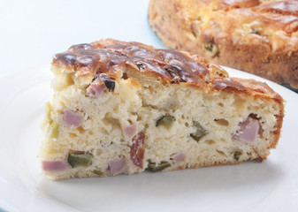 savory cake with ham and cheese