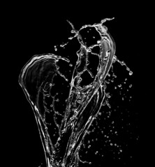  Water splash isolated on black background
