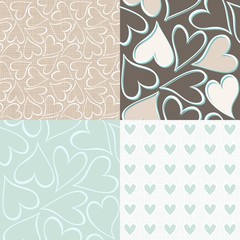 zestaw papierów scrapbook serca błękit beż brąz © demonique