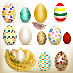 Easter set of colorful vector eggs