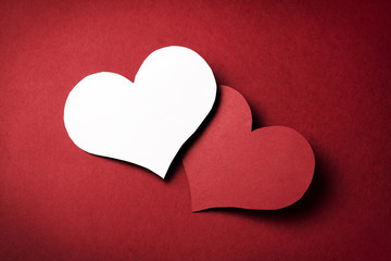 two valentine's paper hearts , valentine's day , day valentine
