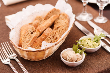 fresh crusty bread in a basket