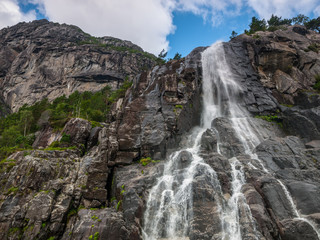 Waterfall in the Lysefjord, Norway.