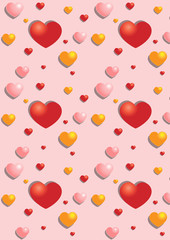 Gentle hearts on the pink seamless background