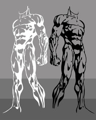 Two people cover each other's backs