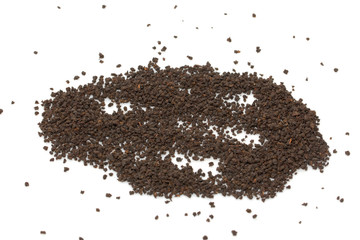 black tea on a white background. macro