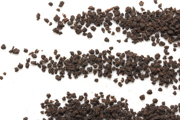 black tea on a white background. macro