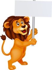 Lion with blank sign