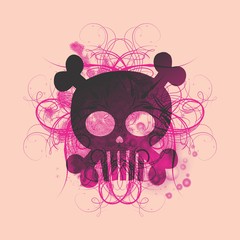 skull pink floral