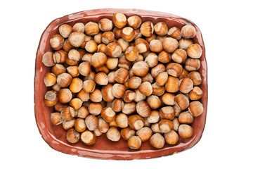 Plate of hazelnuts