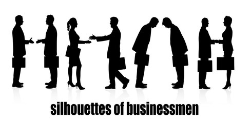 silhouettes of business people meeting