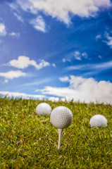 Professional golf stuff with grass