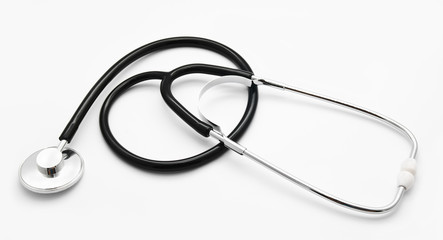 Black stethoscope isolated on white
